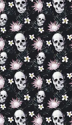 Estores de rolo para janela Crânios entre flores