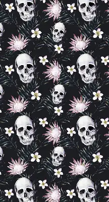 Estores de rolo para janela Crânios entre flores