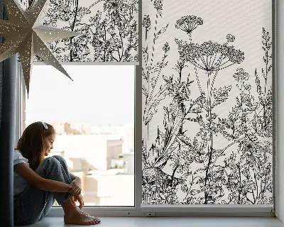 Estores de rolo interiores para janela Flores cinzentas