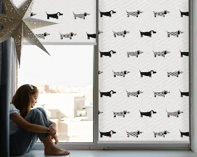 Estores de rolo para porta de varanda cães desenhados