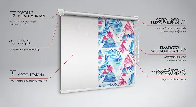 Estores de rolo para porta de varanda Folhas azuis e triângulos