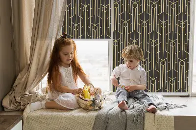 Estores de rolo interiores para janela Padrão amarelo