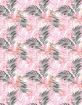 Estores de rolo em tecido Folhas rosa e pretas