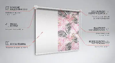 Estores de rolo em tecido Folhas rosa e pretas