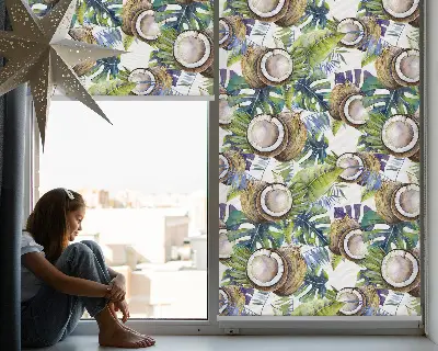 Estores de rolo interiores Cocos e suas folhas