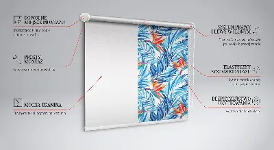 Estores de rolo para porta de varanda Folhas azuis