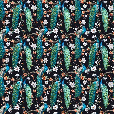Estores de rolo para janela Pavão com flores