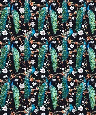 Estores de rolo para janela Pavão com flores