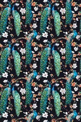 Estores de rolo para janela Pavão com flores