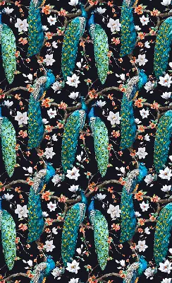 Estores de rolo para janela Pavão com flores