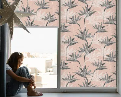 Estores de rolo interiores Flores cinzentas