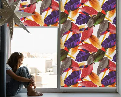 Estores de rolo para porta de varanda Folhas coloridas