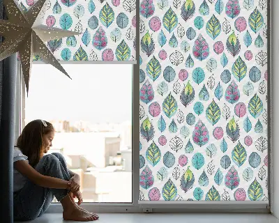 Estores de rolo interiores para janela Folhas coloridas