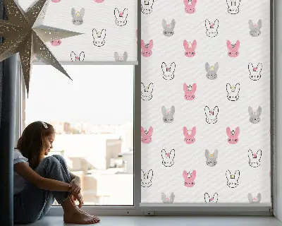 Estores de rolo interiores para janela Coelhos coloridos com coroas