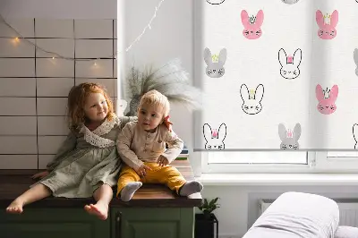 Estores de rolo interiores para janela Coelhos coloridos com coroas