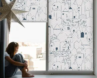 Estores de rolo interiores para janela Casas desenhadas