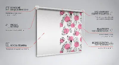 Estores de rolo para janela Penas e bolinhas rosa