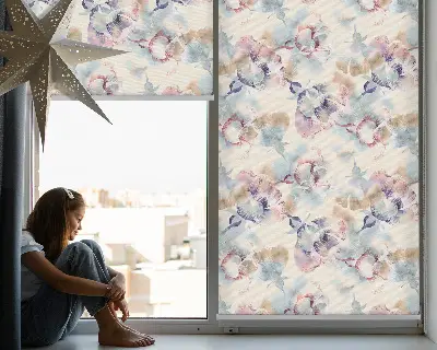Estores de rolo interiores para janela Flores coloridas pintadas
