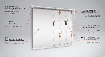 Estores de rolo interiores para janela Cabeças de veado desenhadas
