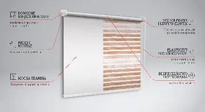Estores de rolo interiores para janela Listras pintadas de marrom