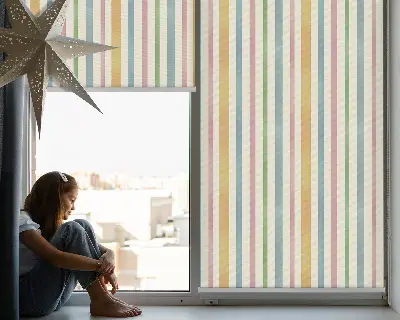 Estores de rolo interiores Listras verticais coloridas