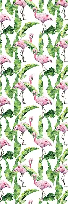 Estores de rolo para porta de varanda Flamingos junto às folhas