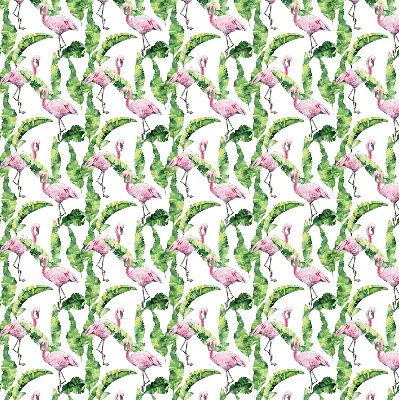 Estores de rolo para porta de varanda Flamingos junto às folhas