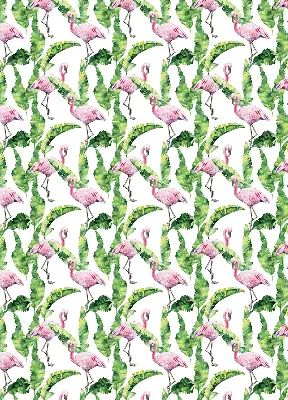 Estores de rolo para porta de varanda Flamingos junto às folhas