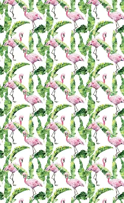 Estores de rolo para porta de varanda Flamingos junto às folhas