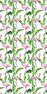 Estores de rolo para porta de varanda Flamingos junto às folhas