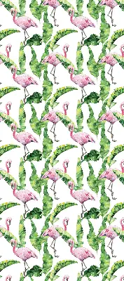 Estores de rolo para porta de varanda Flamingos junto às folhas