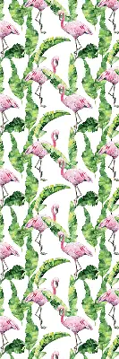 Estores de rolo para porta de varanda Flamingos junto às folhas