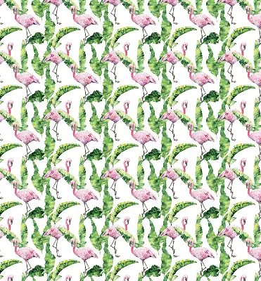 Estores de rolo para porta de varanda Flamingos junto às folhas