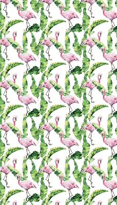 Estores de rolo para porta de varanda Flamingos junto às folhas