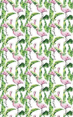 Estores de rolo para porta de varanda Flamingos junto às folhas
