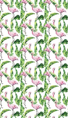 Estores de rolo para porta de varanda Flamingos junto às folhas