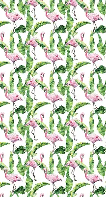 Estores de rolo para porta de varanda Flamingos junto às folhas