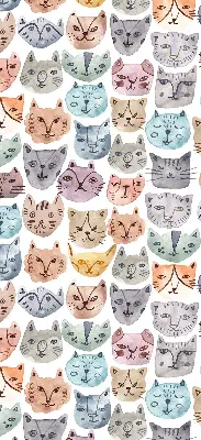 Estores de rolo interiores para janela rostos de gato coloridos