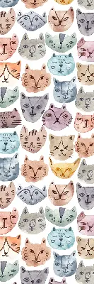 Estores de rolo interiores para janela rostos de gato coloridos