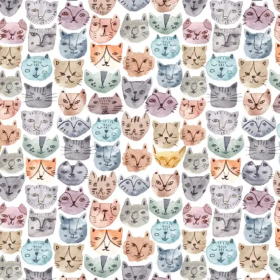 Estores de rolo interiores para janela rostos de gato coloridos