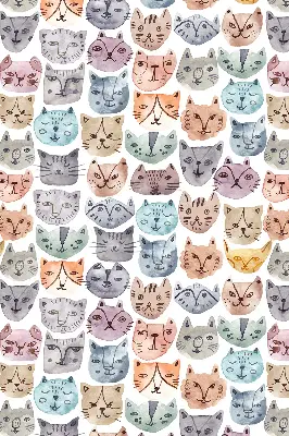 Estores de rolo interiores para janela rostos de gato coloridos