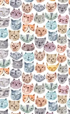 Estores de rolo interiores para janela rostos de gato coloridos