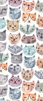 Estores de rolo interiores para janela rostos de gato coloridos