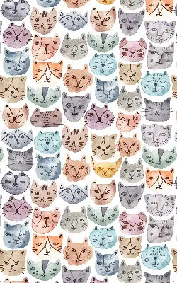 Estores de rolo interiores para janela rostos de gato coloridos