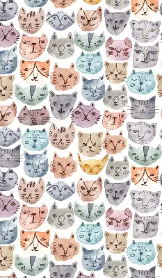 Estores de rolo interiores para janela rostos de gato coloridos
