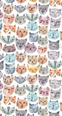 Estores de rolo interiores para janela rostos de gato coloridos