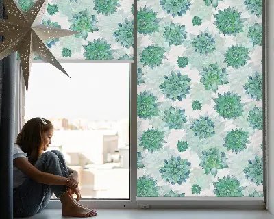 Estores de rolo interiores para janela Flores verdes