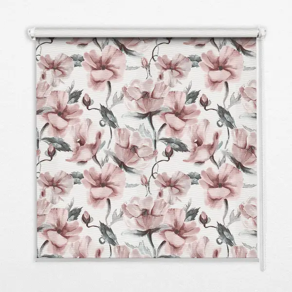 Estores de rolo interiores para janela Flores cor-de-rosa