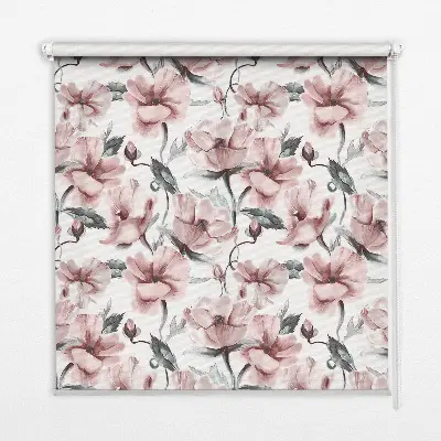 Estores de rolo interiores para janela Flores cor-de-rosa