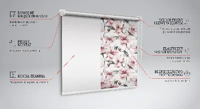Estores de rolo interiores para janela Flores cor-de-rosa